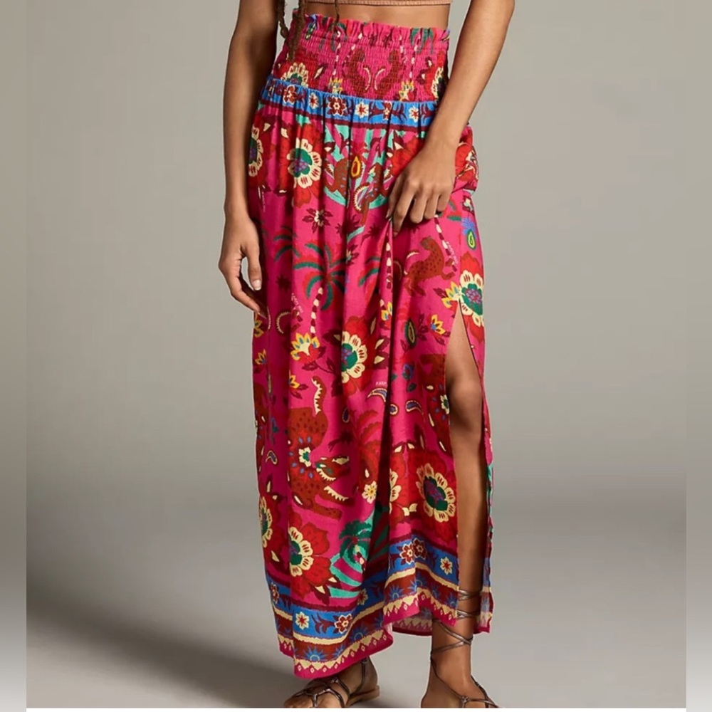 FARM Rio Pink Floral Maxi Skirt